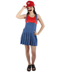 Adult Women's Plumber Costume | Red and Blue Cosplay Costume