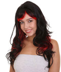 Black & Red Long Curly Cosplay Wig