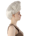 Adult Women’s Supermodel Horn-shaped White Hair Updo Full Wig I Perfect for Halloween I Flame-retardant Synthetic Fiber