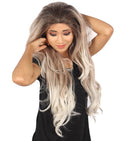 Ashley Women's Long Length Lace Front Wavy With Dark Top Bangs - Adults Fashoin Wigs | Nunique | Nunique